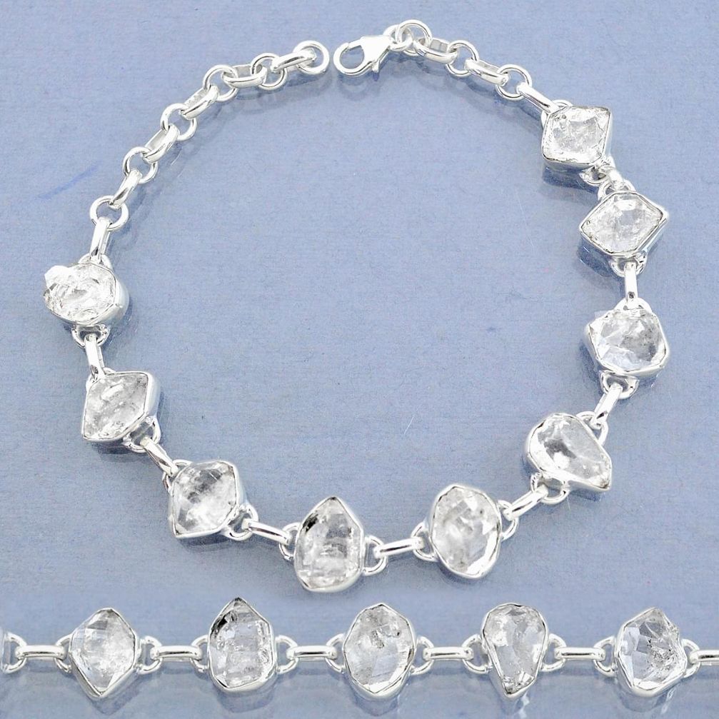 925 silver 37.08cts natural white herkimer diamond fancy tennis bracelet t7755