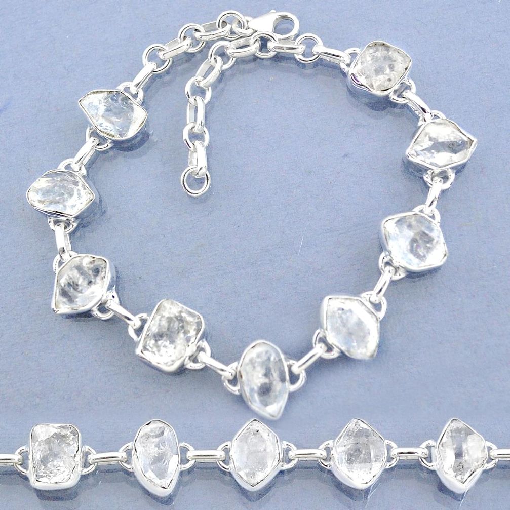 925 silver 38.71cts natural white herkimer diamond fancy tennis bracelet t7757