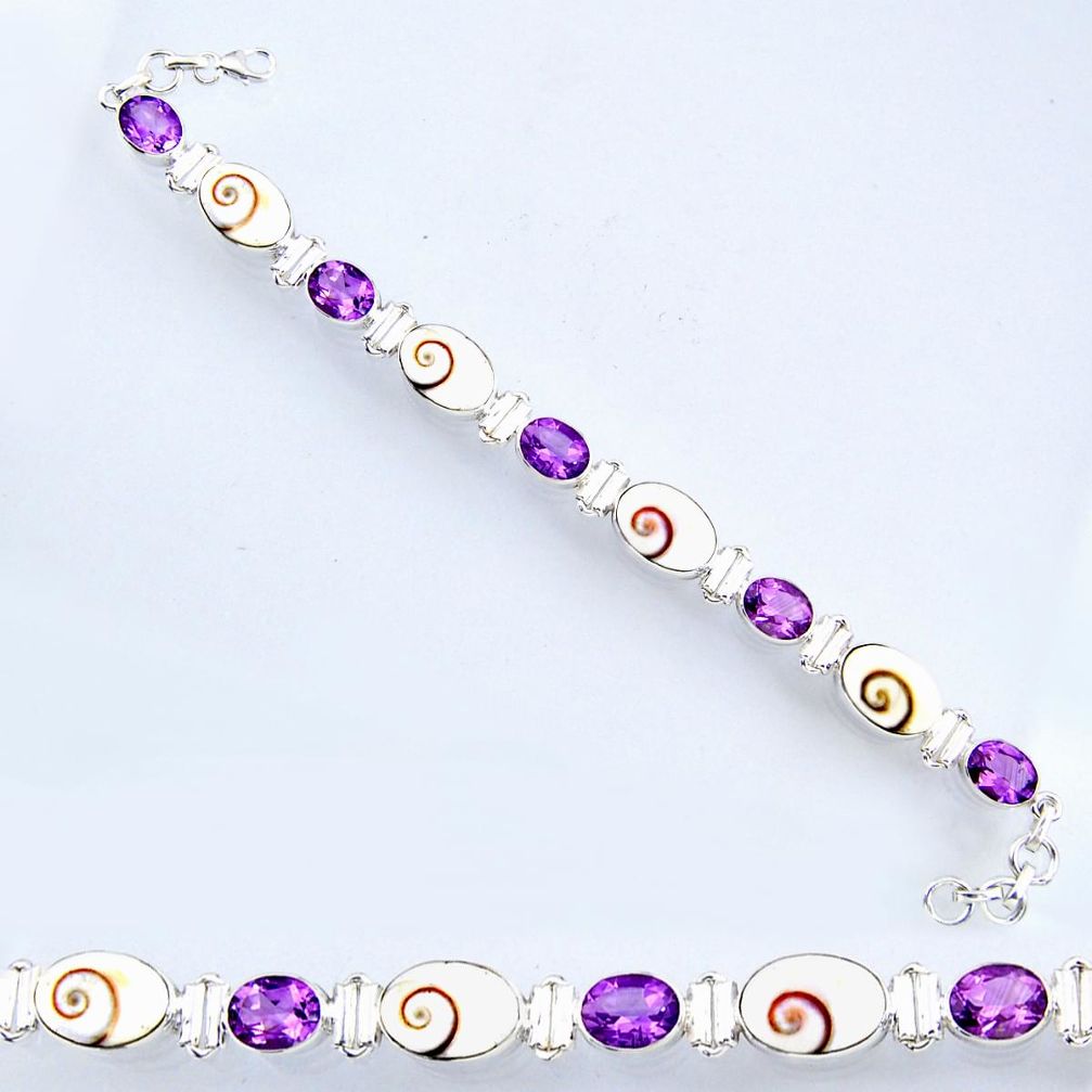 925 silver 31.58cts natural white shiva eye amethyst tennis bracelet r56559