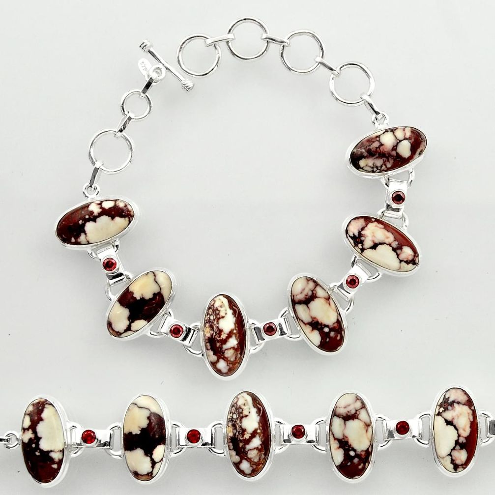 925 silver 48.81cts natural wild horse magnesite garnet tennis bracelet r27424