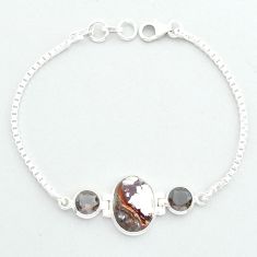 925 silver 13.04cts natural wild horse magnesite smoky topaz bracelet u57070