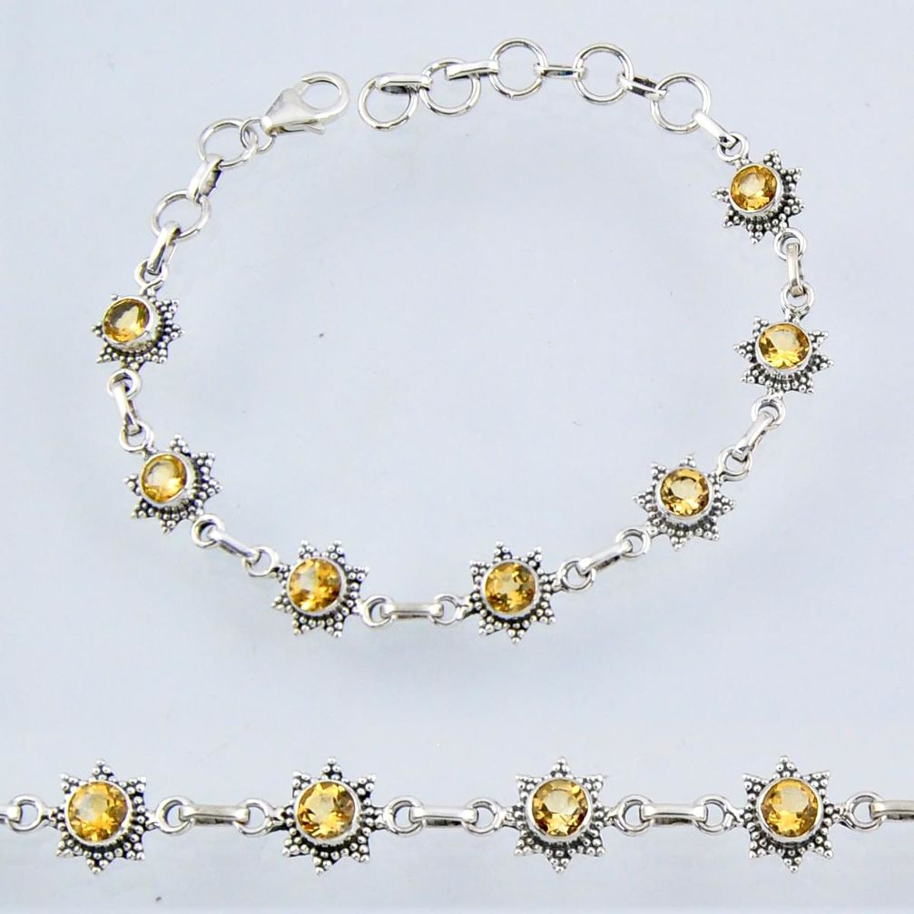 925 silver 6.61cts natural yellow citrine round tennis bracelet jewelry r55005