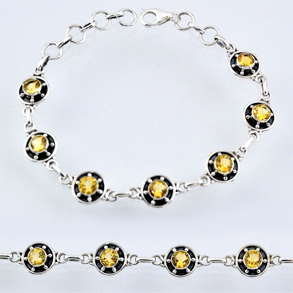 925 silver 6.61cts natural yellow citrine round tennis bracelet jewelry r55025