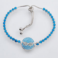 925 silver 11.75cts sleeping beauty turquoise round adjustable bracelet y83678