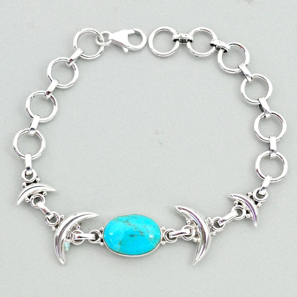 925 silver 6.42cts tennis blue arizona mohave turquoise moon bracelet t38826