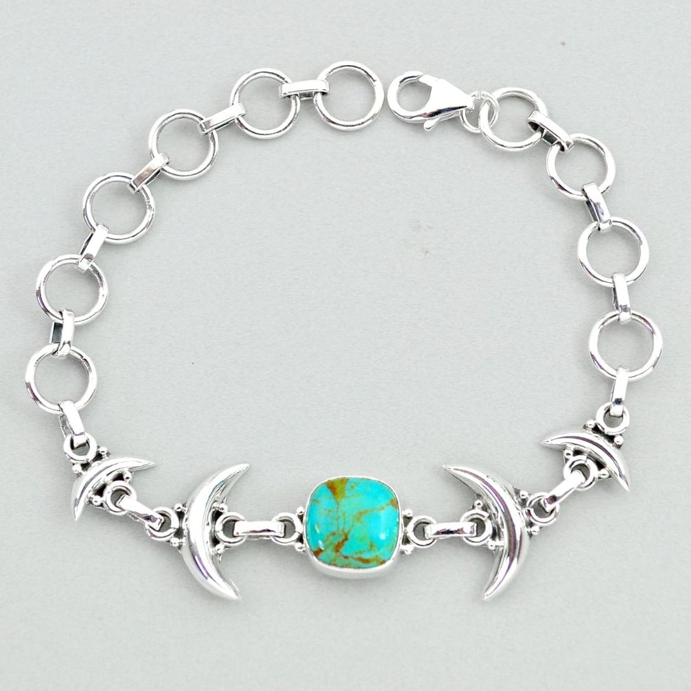 925 silver 5.87cts tennis blue arizona mohave turquoise moon bracelet t38832