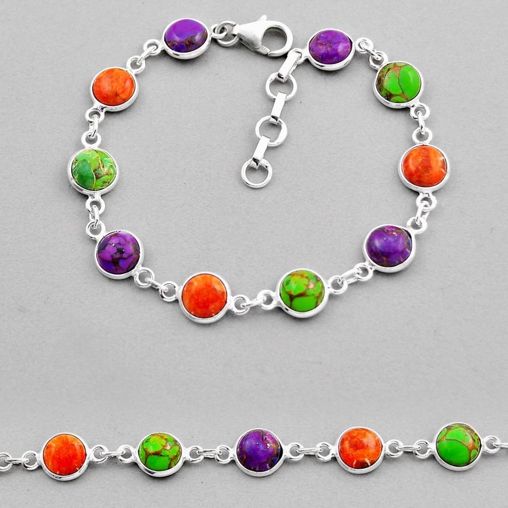 925 silver 17.53cts tennis copper turquoise mojave turquoise bracelet n26460