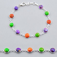 925 silver 16.77cts tennis green purple red copper turquoise bracelet y25283