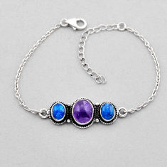 925 silver 9.18cts tennis natural amethyst apatite (madagascar) bracelet n49133