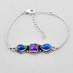 925 silver 8.42cts tennis natural amethyst apatite (madagascar) bracelet n49137