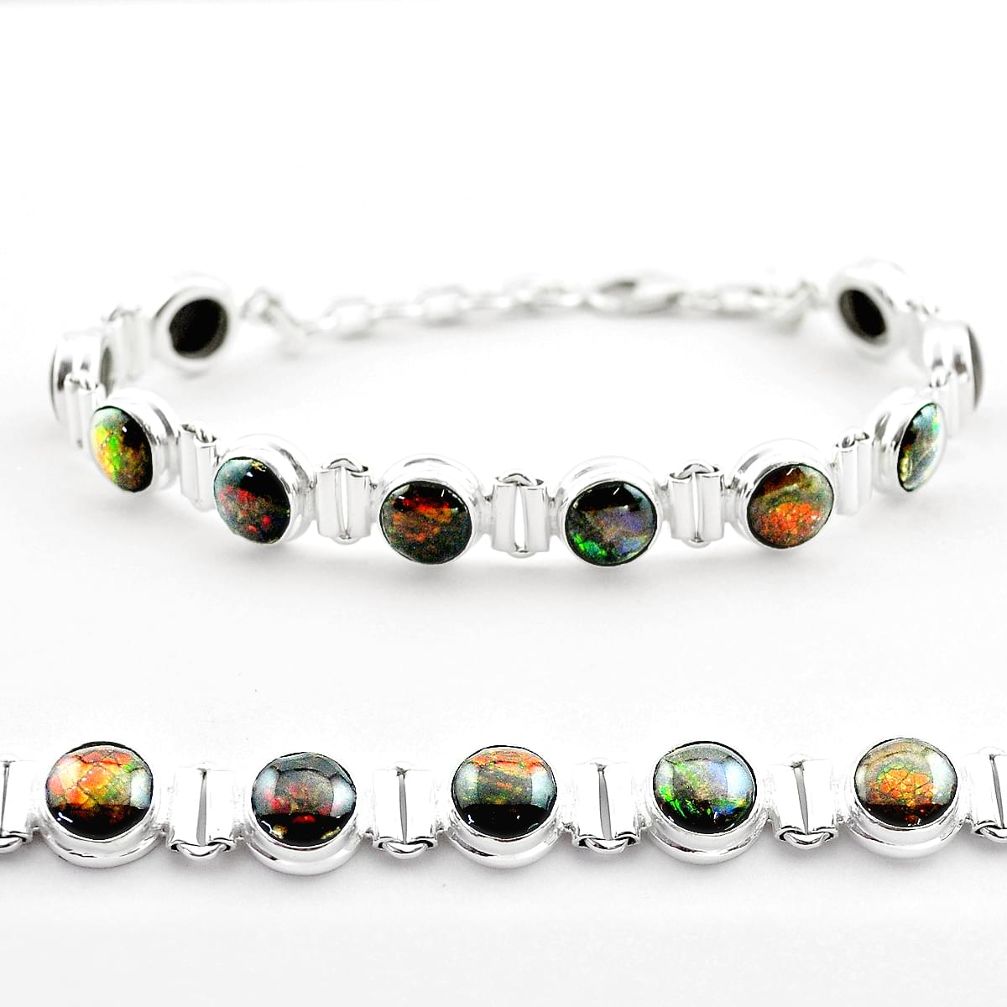 925 silver 29.81cts tennis natural ammolite (canadian) oval bracelet t45358