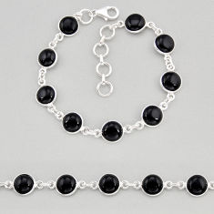 925 silver 23.77cts tennis natural black onyx round bracelet jewelry y68716