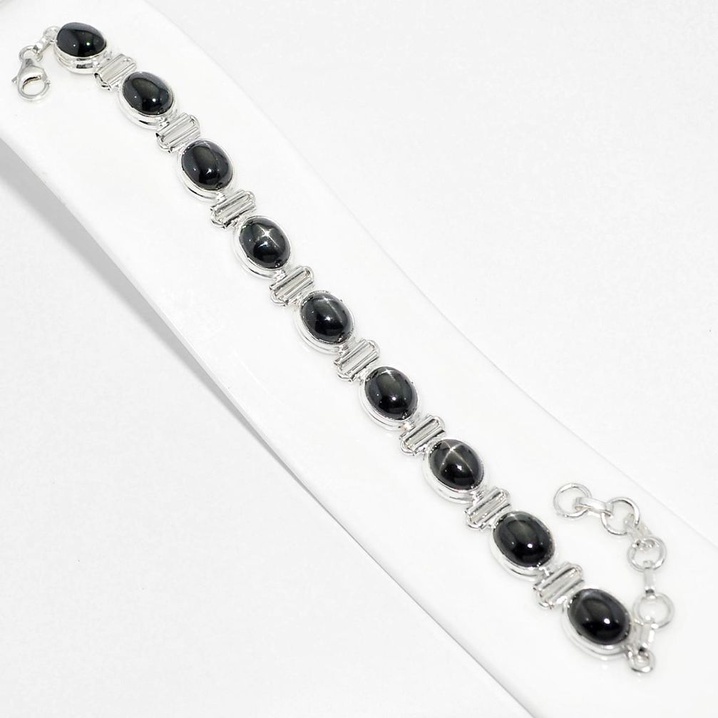 925 silver 37.06cts tennis natural black star sapphire bracelet jewelry u29755