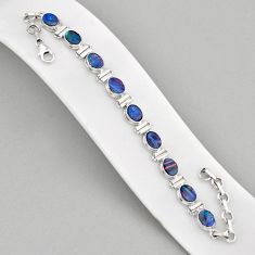 925 silver 10.91cts tennis natural blue doublet opal australian bracelet y68851