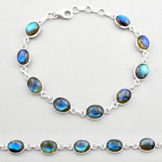 925 silver 22.43cts tennis natural blue labradorite oval bracelet t61738