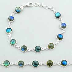 925 silver 20.98cts tennis natural blue labradorite round shape bracelet t40396