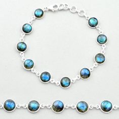925 silver 26.80cts tennis natural blue labradorite round shape bracelet u48912
