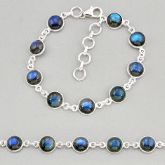 925 silver 25.87cts tennis natural blue labradorite round shape bracelet y68720