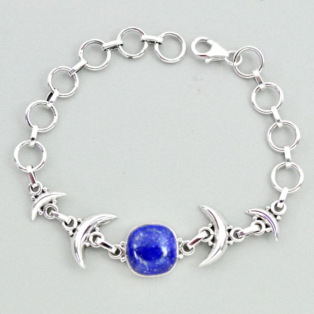 925 silver 6.66cts tennis natural blue lapis lazuli cushion moon bracelet t38825