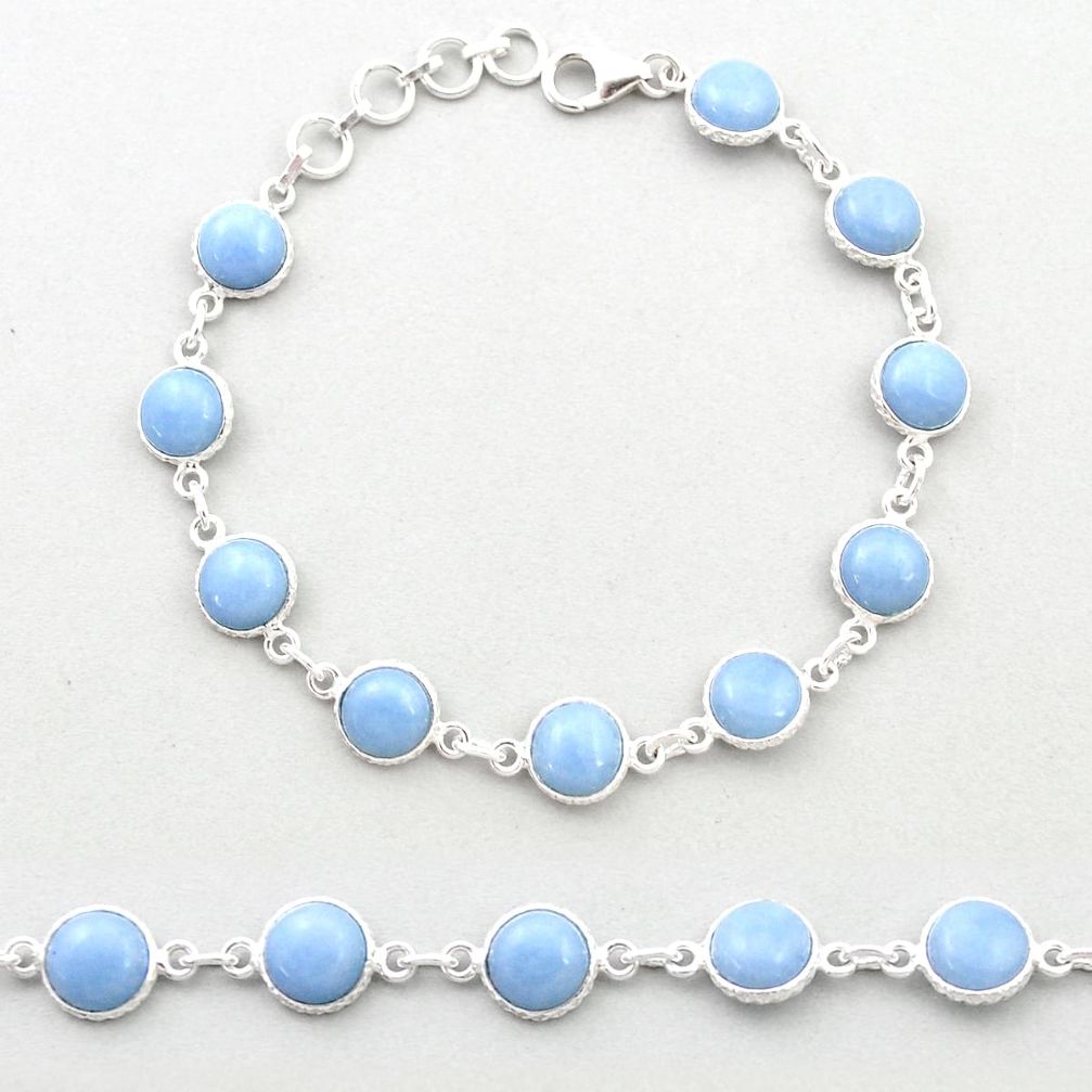 925 silver 26.80cts tennis natural blue owyhee opal round link gemstone bracelet u48944