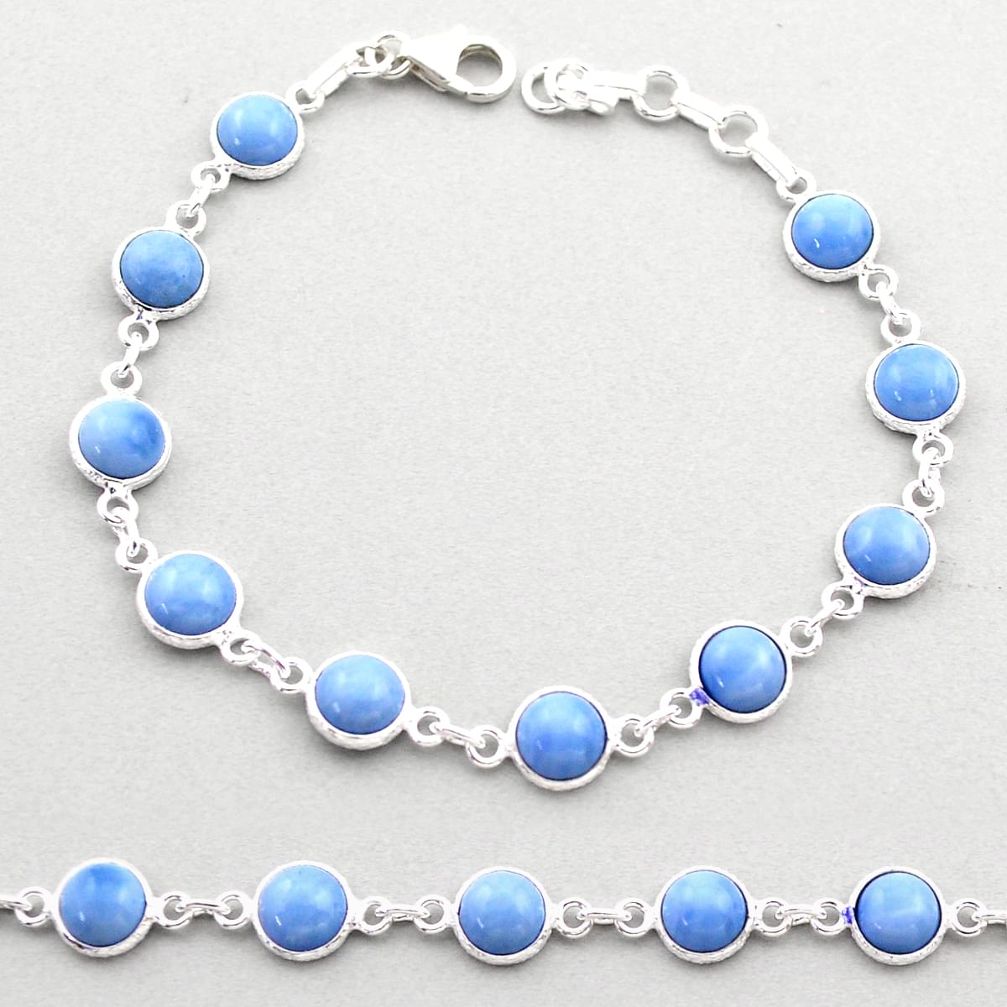 925 silver 13.71cts tennis natural blue owyhee opal round shape bracelet t61773