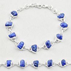 925 silver 34.96cts tennis natural blue sapphire rough fancy bracelet t69995