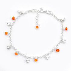 925 silver 3.02cts tennis natural cornelian (carnelian) beads bracelet u65063