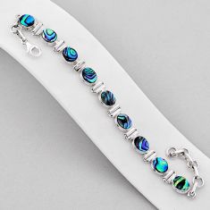 925 silver 17.32cts tennis natural green abalone paua seashell bracelet n37669