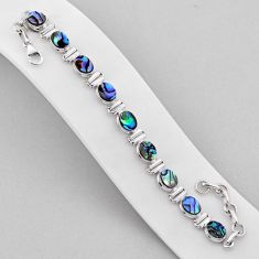 925 silver 17.30cts tennis natural green abalone paua seashell bracelet n37673