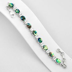 925 silver 17.39cts tennis natural green abalone paua seashell bracelet n44406