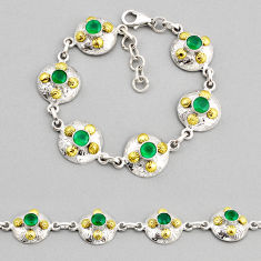 925 silver 6.51cts tennis natural green chalcedony gold bracelet jewelry y58135