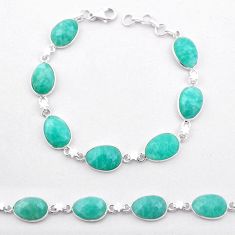 925 silver 27.08cts tennis natural green peruvian amazonite oval bracelet t83643