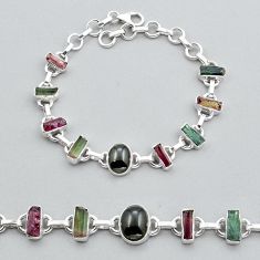 925 silver 15.94cts tennis natural green pink tourmaline oval bracelet y17023
