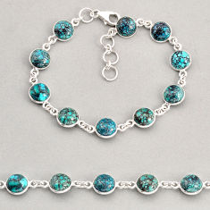 925 silver 22.04cts tennis natural green turquoise tibetan round bracelet y74929