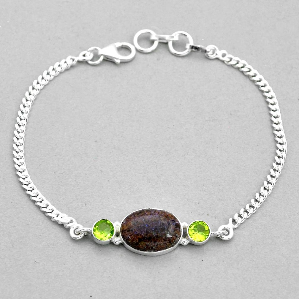 925 silver 6.89cts tennis natural honduran matrix opal peridot bracelet u82162