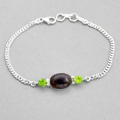 925 silver 7.09cts tennis natural honduran matrix opal peridot bracelet u82171