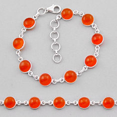 925 silver 23.13cts tennis natural orange cornelian (carnelian) bracelet n38999