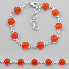 925 silver 23.16cts tennis natural orange cornelian (carnelian) bracelet n41311