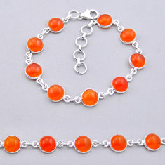 925 silver 20.85cts tennis natural orange cornelian (carnelian) bracelet n43464