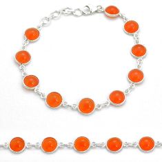 925 silver 23.21cts tennis natural orange cornelian (carnelian) bracelet u80323
