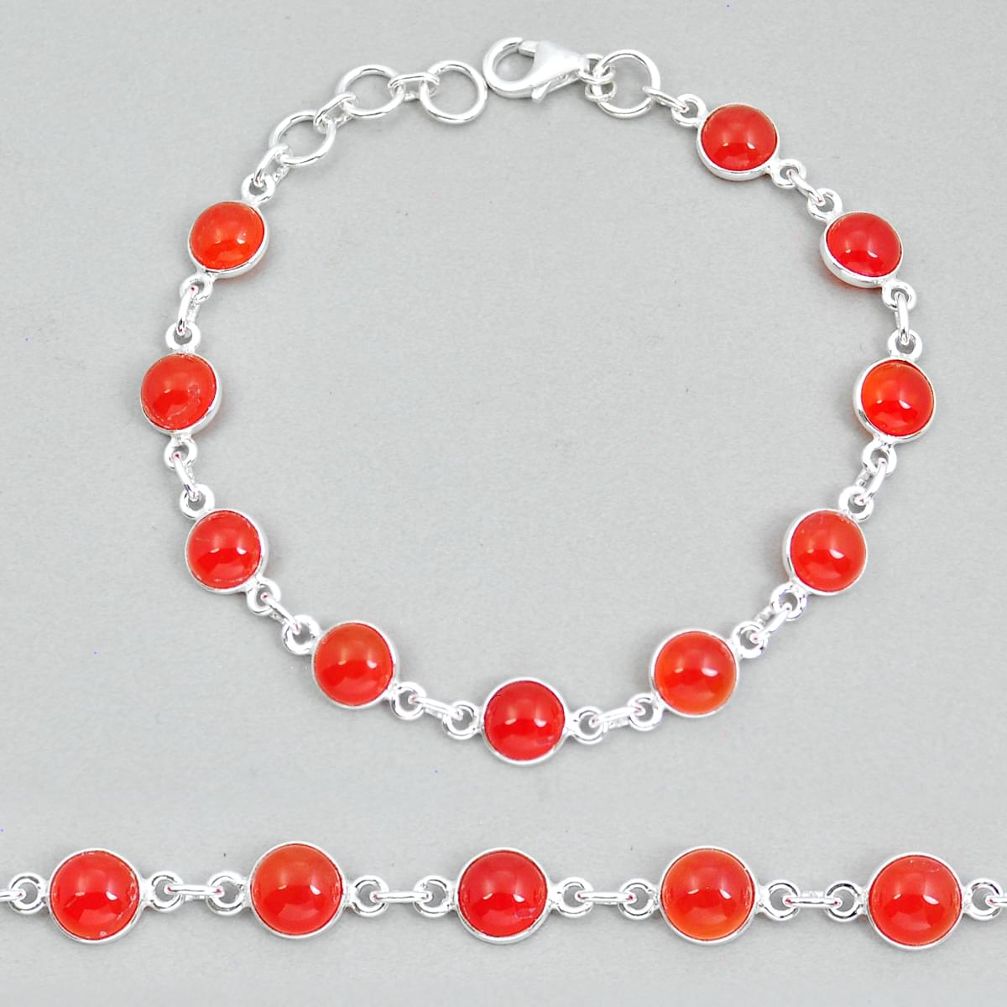 925 silver 18.23cts tennis natural orange cornelian (carnelian) bracelet y11863