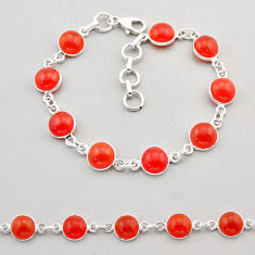 925 silver 23.13cts tennis natural orange cornelian (carnelian) bracelet y61352