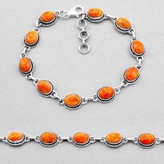 925 silver 19.67cts tennis natural orange mojave turquoise oval bracelet n51880