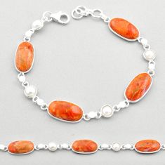 Clearance Sale- 925 silver 23.72cts tennis natural orange mojave turquoise pearl bracelet t70823