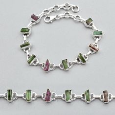 925 silver 15.17cts tennis natural pink green tourmaline bracelet jewelry y17031
