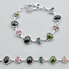925 silver 22.54cts tennis natural pink green tourmaline oval bracelet y17028