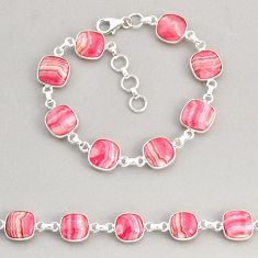 925 silver 36.04cts tennis natural pink rhodochrosite inca rose bracelet y74923