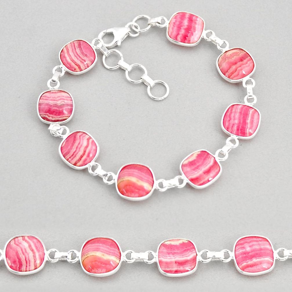 925 silver 34.33cts tennis natural pink rhodochrosite inca rose bracelet y76983
