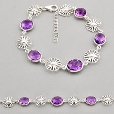 925 silver 20.05cts tennis natural purple amethyst oval flower bracelet y92066