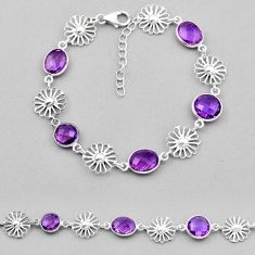 925 silver 17.95cts tennis natural purple amethyst oval tennis bracelet n28234